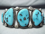 Dazzling Vintage Native American Navajo Morenci Turquoise Sterling Silver Bracelet-Nativo Arts