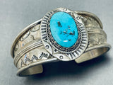 Dazzling Vintage Native American Navajo Morenci Turquoise Sterling Silver Bracelet-Nativo Arts