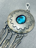 Dazzling Vintage Native American Navajo Morenci Turquoise Sterling Silver Pendant-Nativo Arts
