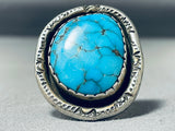 Dazzling Vintage Native American Navajo Spiderweb Turquoise Sterling Silver Ring-Nativo Arts