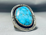 Dazzling Vintage Native American Navajo Spiderweb Turquoise Sterling Silver Ring-Nativo Arts