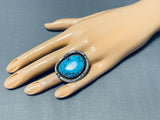 Dazzling Vintage Native American Navajo Spiderweb Turquoise Sterling Silver Ring-Nativo Arts