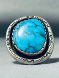 Dazzling Vintage Native American Navajo Spiderweb Turquoise Sterling Silver Ring-Nativo Arts