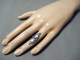 Dazzling Vintage Native American Zuni Blue Gem Turquoise Sterling Silver Ring Old-Nativo Arts