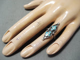 Dazzling Vintage Native American Zuni Blue Gem Turquoise Sterling Silver Ring Old-Nativo Arts