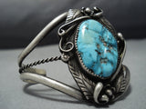 Deep Vivid Blue Turquoise Vintage Native American Jewelry Navajo Sterling Silver Bracelet-Nativo Arts