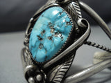 Deep Vivid Blue Turquoise Vintage Native American Jewelry Navajo Sterling Silver Bracelet-Nativo Arts