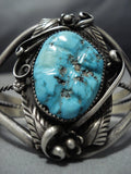 Deep Vivid Blue Turquoise Vintage Native American Jewelry Navajo Sterling Silver Bracelet-Nativo Arts