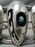 Detailed And Intricate!! Vintage Native American Navajo Turquoise Sterling Silver Bracelet Old-Nativo Arts