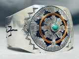 Detailed Basket Vintage Native American Navajo Sterling Silver Turquoise Bracelet-Nativo Arts