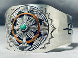 Detailed Basket Vintage Native American Navajo Sterling Silver Turquoise Bracelet-Nativo Arts