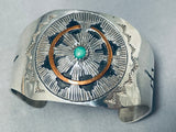 Detailed Basket Vintage Native American Navajo Sterling Silver Turquoise Bracelet-Nativo Arts