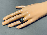 Detailed Cute Flower Vintage Native American Navajo Turquoise Sterling Silver Ring-Nativo Arts