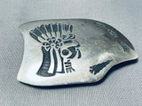 Detailed Vintage Native American Hopi Chief Sterling Silver Buckle-Nativo Arts