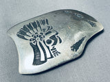 Detailed Vintage Native American Hopi Chief Sterling Silver Buckle-Nativo Arts