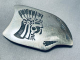 Detailed Vintage Native American Hopi Chief Sterling Silver Buckle-Nativo Arts