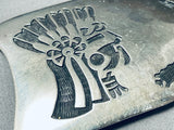 Detailed Vintage Native American Hopi Chief Sterling Silver Buckle-Nativo Arts