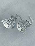 Detailed Vintage Native American Navajo Gecko Sterling Silver Earrings-Nativo Arts