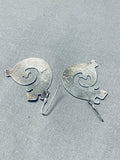 Detailed Vintage Native American Navajo Gecko Sterling Silver Earrings-Nativo Arts