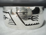 Detailed Vintage Native American Navajo Geometric Sterling Silver Wide Bracelet-Nativo Arts