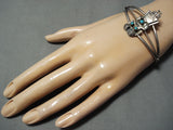 Detailed Vintage Native American Navajo Kachina Turquoise Sterling Silver Bracelet Old Jewelry-Nativo Arts