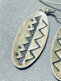 Detailed Vintage Native American Navajo Mountain Sterling Silver Earrings-Nativo Arts