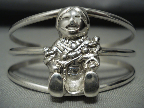 Detailed Vintage Native American Navajo Sterling Silver Storyteller Bracelet-Nativo Arts