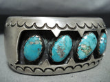 Detailed Vintage Native American Navajo Window Turquoise Sterling Silver Bracelet-Nativo Arts