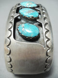 Detailed Vintage Native American Navajo Window Turquoise Sterling Silver Bracelet-Nativo Arts