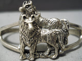 Detailed!! Vintage Navajo Coyote Sterling Silver Native American Bracelet Old-Nativo Arts