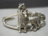 Detailed!! Vintage Navajo Coyote Sterling Silver Native American Bracelet Old-Nativo Arts