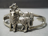 Detailed!! Vintage Navajo Coyote Sterling Silver Native American Bracelet Old-Nativo Arts