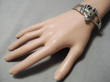 Detailed!! Vintage Navajo Coyote Sterling Silver Native American Bracelet Old-Nativo Arts