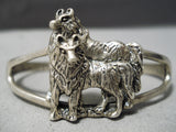 Detailed!! Vintage Navajo Coyote Sterling Silver Native American Bracelet Old-Nativo Arts