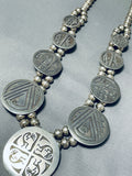 Detailed Vintage Navajo/ Native American Hopi Sterling Silver Squash Blossom Necklace-Nativo Arts