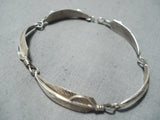 Detailed Vintage Navajo Sterling Silver Feather Bracelet Native American-Nativo Arts