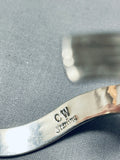 Detailed Vintage Southwest Pueblo Sterling Silver Inlay Bracelet-Nativo Arts