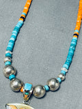 Detailed Vintage Southwest Turquoise Sterling Silver Heishi Necklace-Nativo Arts
