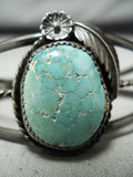 Detailed Vivid Vintage Native American Navajo Carico Lake Turquoise Sterling Silver Bracelet-Nativo Arts