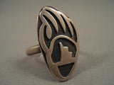 Detailed Wide Vintage Hopi Native American Jewelry Silver Paw Ring Old-Nativo Arts