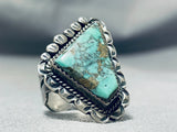 Distinctive Important Vintage Native American Navajo Carico Lake Turquoise Sterling Silver Ring-Nativo Arts