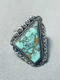 Distinctive Important Vintage Native American Navajo Carico Lake Turquoise Sterling Silver Ring-Nativo Arts