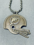 Dolphins Football Vintage Native American Navajo Sterling Silver Necklace-Nativo Arts