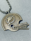 Dolphins Football Vintage Native American Navajo Sterling Silver Necklace-Nativo Arts