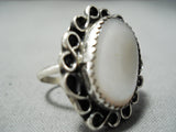 Domed Mother Of Pearl Swirl Vintage Native American Navajo Sterling Silver Ring-Nativo Arts