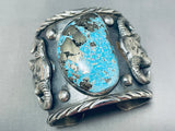 Double Cowhead Native American Turquoise Wide Sterling Silver Bracelet-Nativo Arts