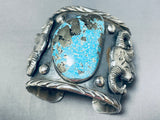 Double Cowhead Native American Turquoise Wide Sterling Silver Bracelet-Nativo Arts