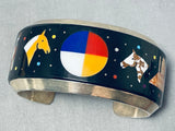 Double Horse Symbolic 4 Directions Native American Navajo Sterling Silver Bracelet-Nativo Arts