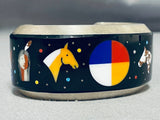 Double Horse Symbolic 4 Directions Native American Navajo Sterling Silver Bracelet-Nativo Arts