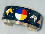 Double Horse Symbolic 4 Directions Native American Navajo Sterling Silver Bracelet-Nativo Arts
